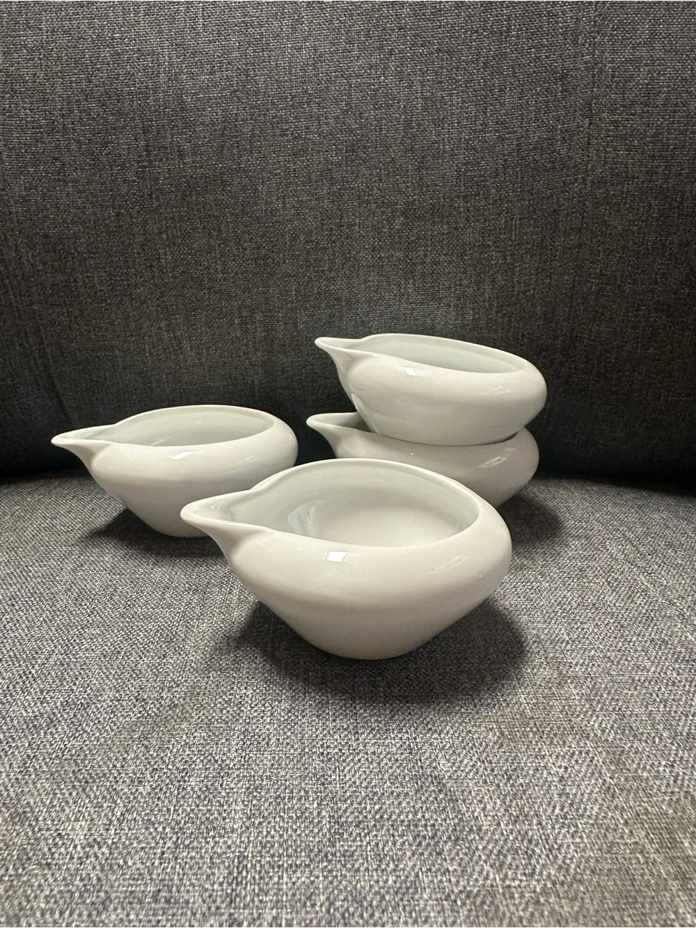 Crate & Barrel White Porcelain Sauce Pourers - Set of 4